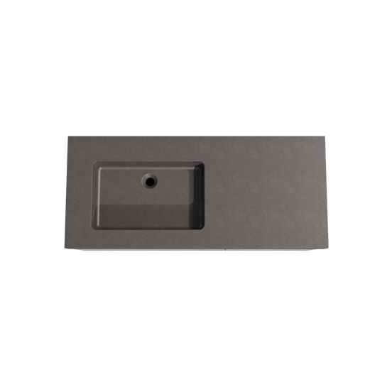 Storke Edge hängendes Möbelstück Set: 120 x 52 cm, Beton dunkelgrau, mit Scuro High Waschtisch links, Quarz Schwarz matt