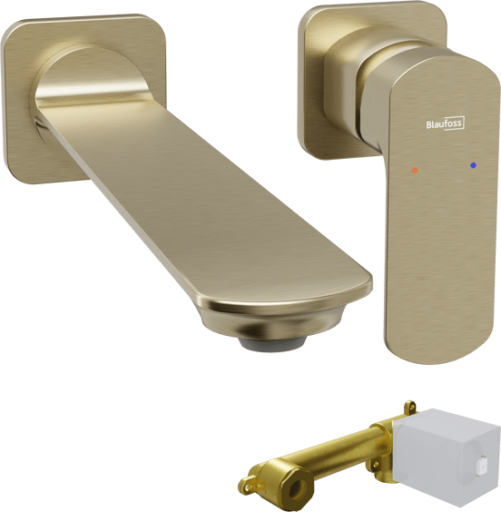 Blaufoss Bodan inbouw wastafelkraan brushed champagne gold incl. inbouwelement