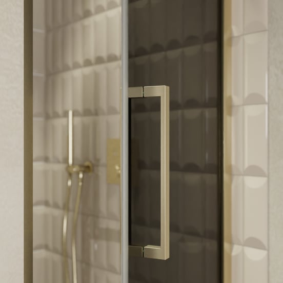 Balmani Senses Design douche draaideur rechts 90 cm x 210 cm Rookglas, Brushed Champagne Gold profielen