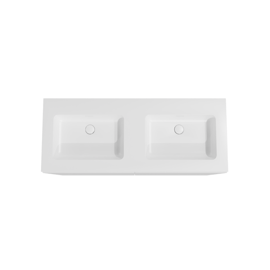 Storke Edge staand badmeubel 130 x 52 cm mat wit met Mata dubbele wastafel in solid surface mat wit