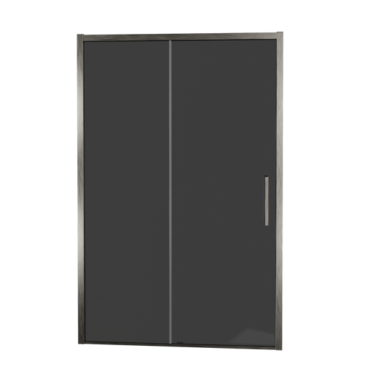 Balmani Senses Design Dusche Schiebetür, umkehrbar, 120 cm x 210 cm, Rauchglas, Profil Brushed GunMetal