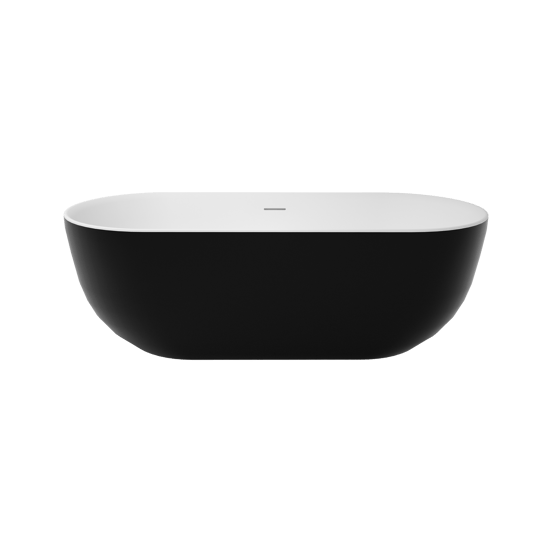 Luca Varess Mercuria Ovale Freistehende Badewanne: 170 x 76 cm, Acryl, Schwarz matt