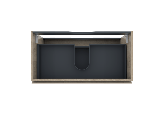 Linie Lado hängender Waschbeckenunterschrank: 90 x 46 cm, Eiche Weiß, 2 Schubladen