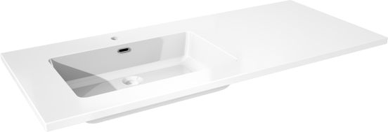 Storke Diva Waschtisch, links, Marmorkomposit glänzend, 120 x 52 cm, Schrankkombination 45 cm