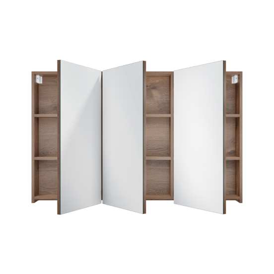 Linie Montro Spiegelschrank Bad: 120 x 75 cm, braune Eiche