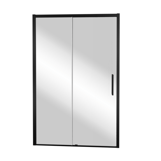 Balmani Senses Design porte coulissante à gauche 120 cm x 210 cm verre Miroir Reflex, Profil noir