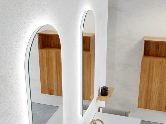 Balmani Giro Arco arc en plein cintre Miroir 42 x 100 cm avec miroir lumineux & anti-buée