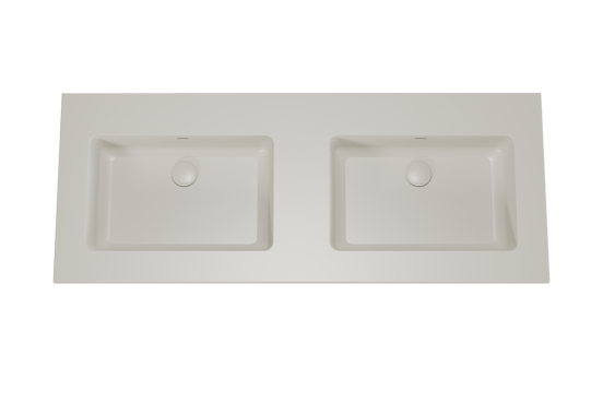 Storke Diva dubbele wastafel mat zijdegrijze top solid 130 x 52 cm