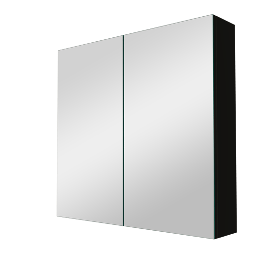 Linie Montro Spiegelschrank Bad: 80 x 75 cm, Schwarz Matt