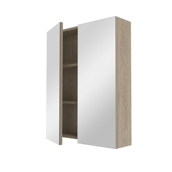 Linie Montro Spiegelschrank Bad: 60 x 75 cm, graue Eiche