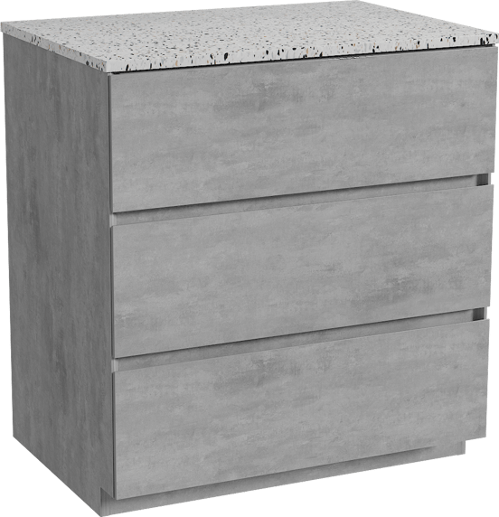 Storke Edge meuble salle de bains à poser 75 x 52 cm béton gris foncé avec Tavola tablette simple en blanc/noir mat terrazzo