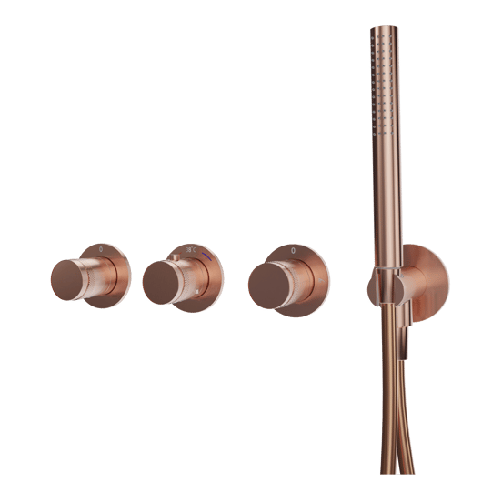 Blaufoss Pavilion thermostat de douche encastré Brushed Rosegold incl élément intégré