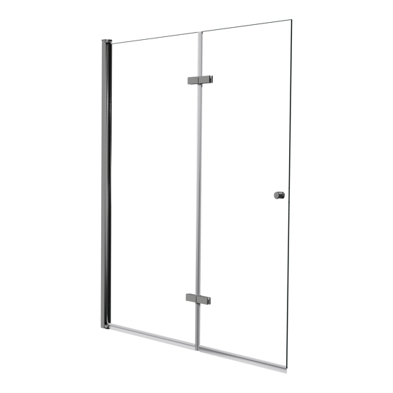 Luca Varess Kuresa tweedelige opvouwbare badwand 140 cm helder glas glanzend chroom profiel