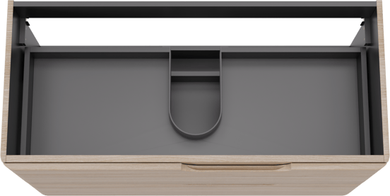 Linie Curvo hängender möbelstück Waschtischunterschränke 100 x 46 cm Eiche Hell 2 Schubladen