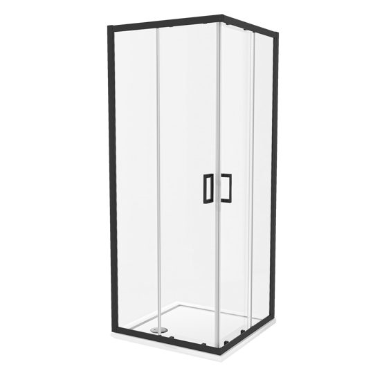 Luca Varess Vidor paroi de douche avec accès d'angle et 2 portes coulissantes 80 x 80 cm verre transparent profil noir mat