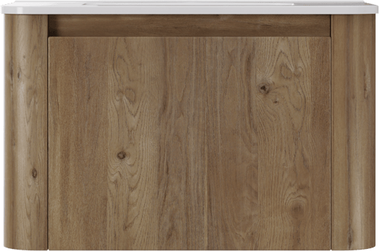 Storke Soft hängendes Möbelstück Set: 80 x 46 cm, Eiche rau, mit Kera Soft Einzelwaschtisch Keramik Weiβ glänzend