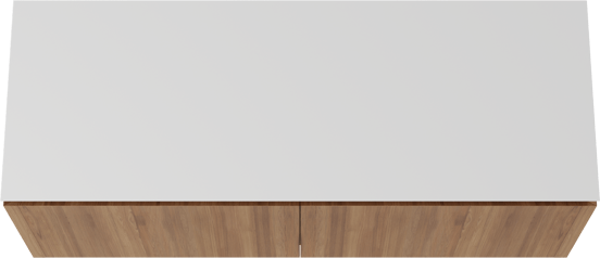 Balmani Eclips zwevend badkamermeubel 150 x 55 cm Teak met Eclips enkel of dubbel tablet in Solid Surface mat wit