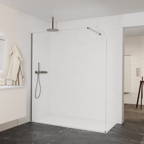 Balmani Modular Walk-In Dusche: 180 x 200 cm, Klarglas abgerundet, Profil Brushed GunMetal