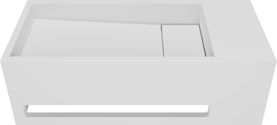 Balmani Mood High lave-mains 45 x 20 cm Solid Surface blanc mat avec porte-serviettes