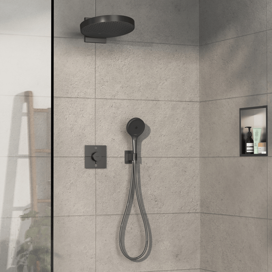 Hansgrohe Showerselect Comfort E thermostat de douche encastré 2 évacuations Brushed Black Chrome