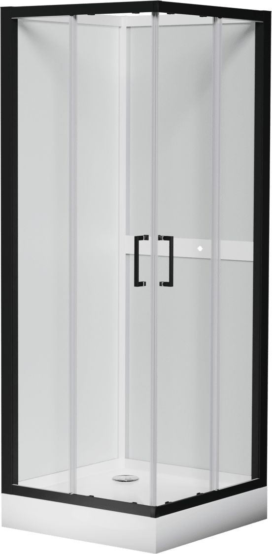 Luca Varess Talan douchecabine met schuifdeuren 80 x 80 cm helder glas mat zwart profiel