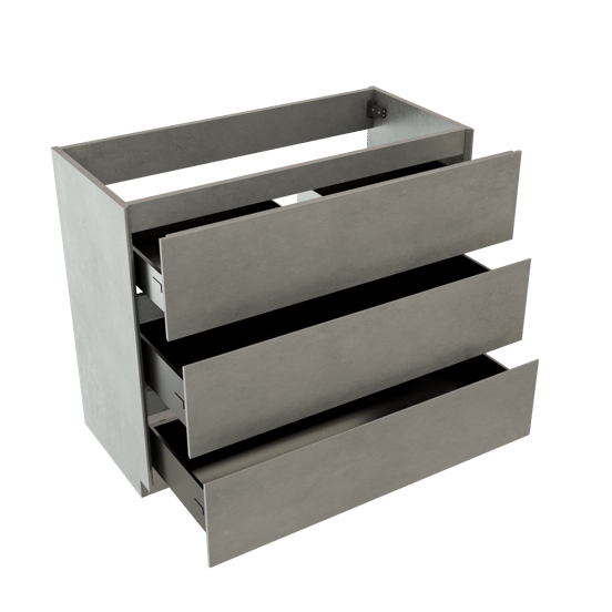 Storke Edge stehender Bad-Unterschrank, 100 x 46 cm, Beton dunkelgrau, 3 Schubladen