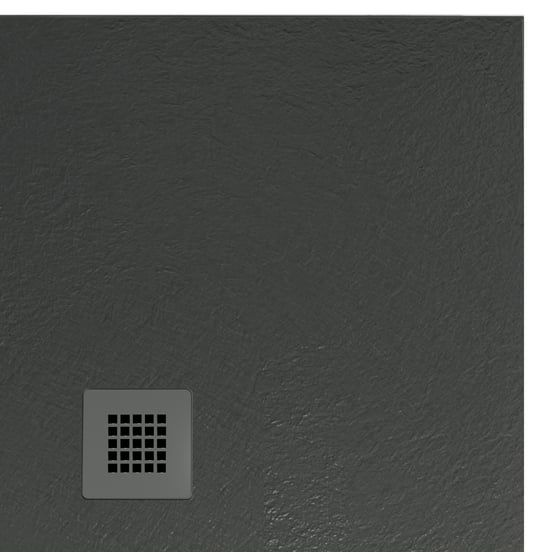 Balmani Vega douchebak 100 x 80 cm composietmarmer grafietgrijs leisteenstructuur