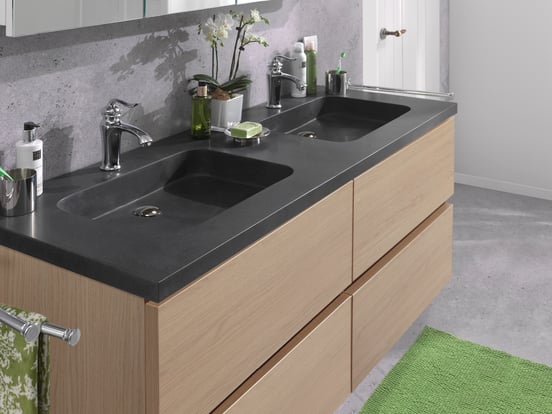 Balmani Napoli dubbele wastafel verzoete graniet 150 x 55 cm