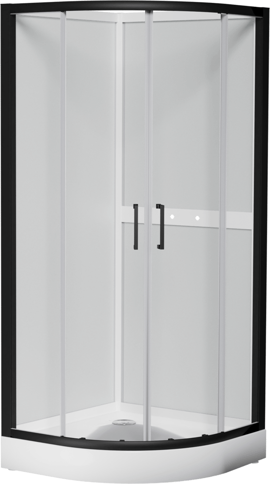 Luca Varess Talan kwartronde douchecabine met schuifdeuren 90 x 90 cm helder glas mat zwart profiel
