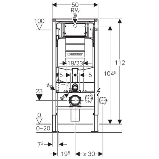 Linie Tempo hangend toilet en luxe wc-bril hoogglans wit randloos met Geberit Duofix inbouwreservoir