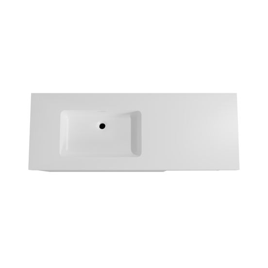 Storke Edge zwevend badmeubel 140 x 52 cm hoogglans wit met Mata High asymmetrisch linkse wastafel in solid surface mat wit