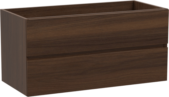Storke Edge zwevende wastafelonderkast 100 x 46 cm notenhout 2 lades