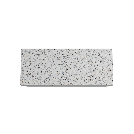 Storke Edge freistehendes Möbelstück Set: 130 x 52 cm, Beton dunkelgrau, mit Tavola Einzel- oder Doppel Waschtischplatte, Terrazzo in Weiß/Schwarz matt