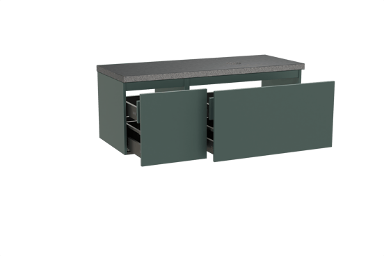 Balmani Sfera zwevend badmeubel 135 x 55 cm forest met Rock asymmetrisch rechtse wastafel in zwart graniet