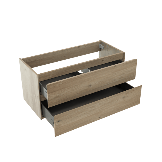 Storke Edge zwevende wastafelonderkast 100 x 46 cm ruw eiken 2 lades