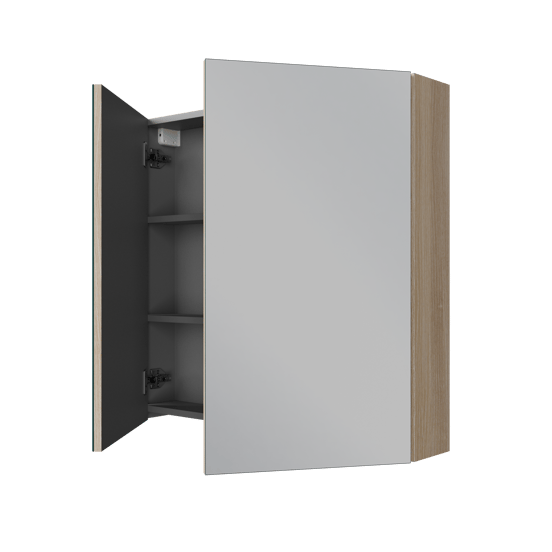 Linie Montro Spiegelschrank Bad: 80 x 75 cm, Eiche hell