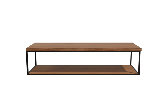 Balmani Life Edge enkel of dubbel wastafelblad massieve teak met zwarte frame 135 x 50 cm