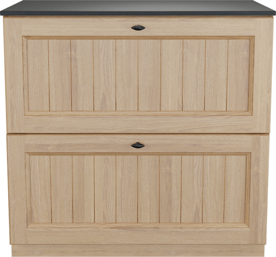 Balmani Lemon staand badmeubel 90 x 55 cm, fineer naturel eiken met Stretto enkel wastafelblad in zwart graniet