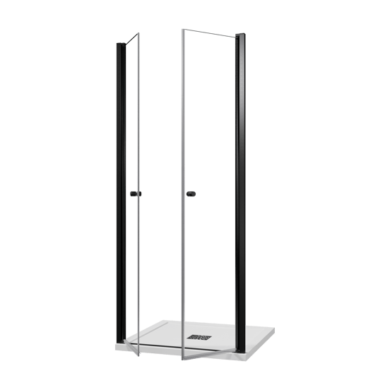 Luca Varess Kuresa porte battante 90 x 200 cm verre transparent profil noir mat