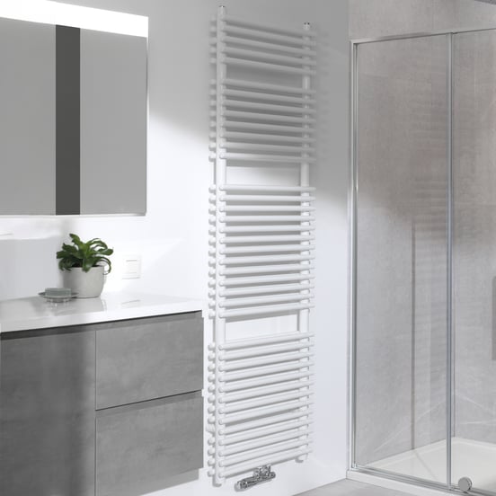 Vipera Alegria sèche-serviettes double 50 x 180 cm chauffage central Blanc Brillant raccordements latéral et central possibles 1.688W