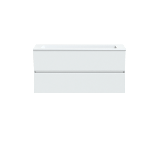 Storke Edge zwevend badmeubel 100 x 40 cm mat wit met Mata enkele wastafel voor 2 kraangaten in solid surface mat wit