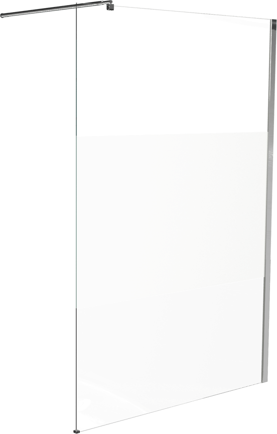 Linie Walk-In Walk-In Dusche: 120 x 200 cm, Klarglas mit satiniertem Streifen, Chrom Profil, glänzend