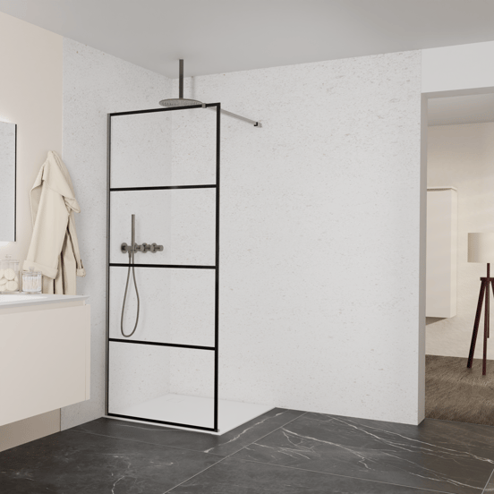 Balmani Modular inloopdouche: 90 x 200 cm, Lined, Brushed GunMetal profielen