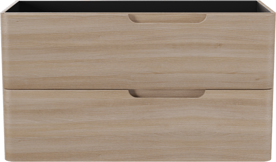 Linie Curvo hängender möbelstück Waschtischunterschränke 100 x 46 cm Eiche Hell 2 Schubladen