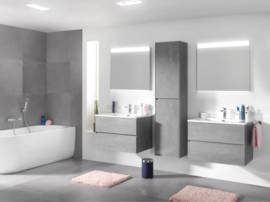 Storke Edge zwevende wastafelonderkast 75 x 52 cm beton donkergrijs 2 lades