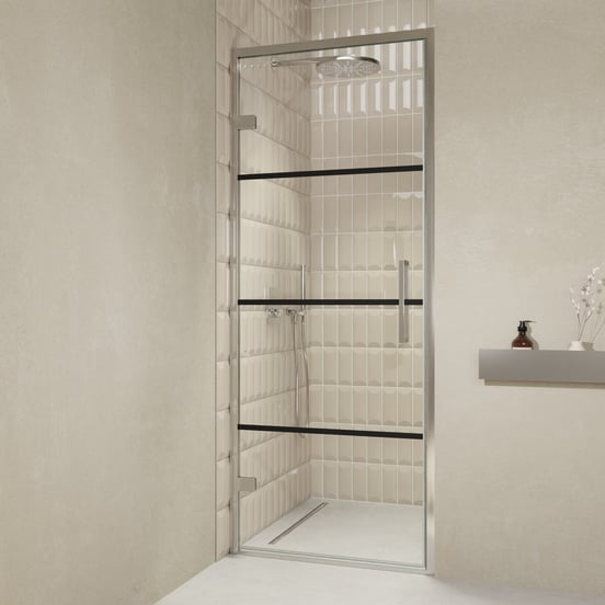 Balmani Senses Design douche draaideur links 90 cm x 210 cm Lined glas, Chroom profielen