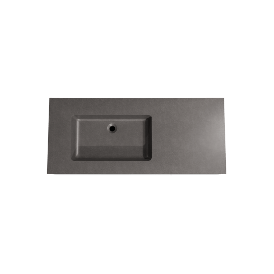 Storke Edge meuble salle de bains suspendu 120 x 52 cm blanc mat avec Scuro plan vasque asymétrique à gauche en quartz noir mat