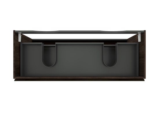 Linie Lado staande wastafelonderkast 120 x 46 cm donkere notelaar 3 lades 2 sifonuitsparingen