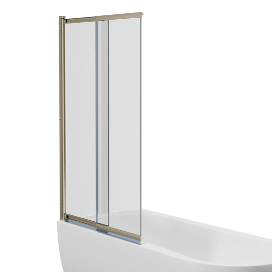 Luca Varess Vetras uitschuifbare badwand 100 cm helder glas geborsteld Champagne Gold profiel