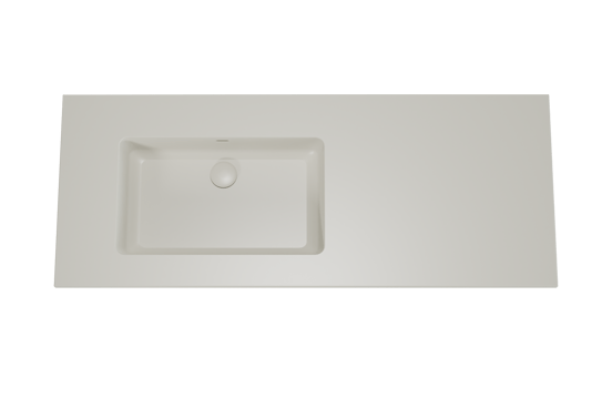 Storke Diva vasque asymétrique gauche top solid soie grise matte 130 x 52 cm